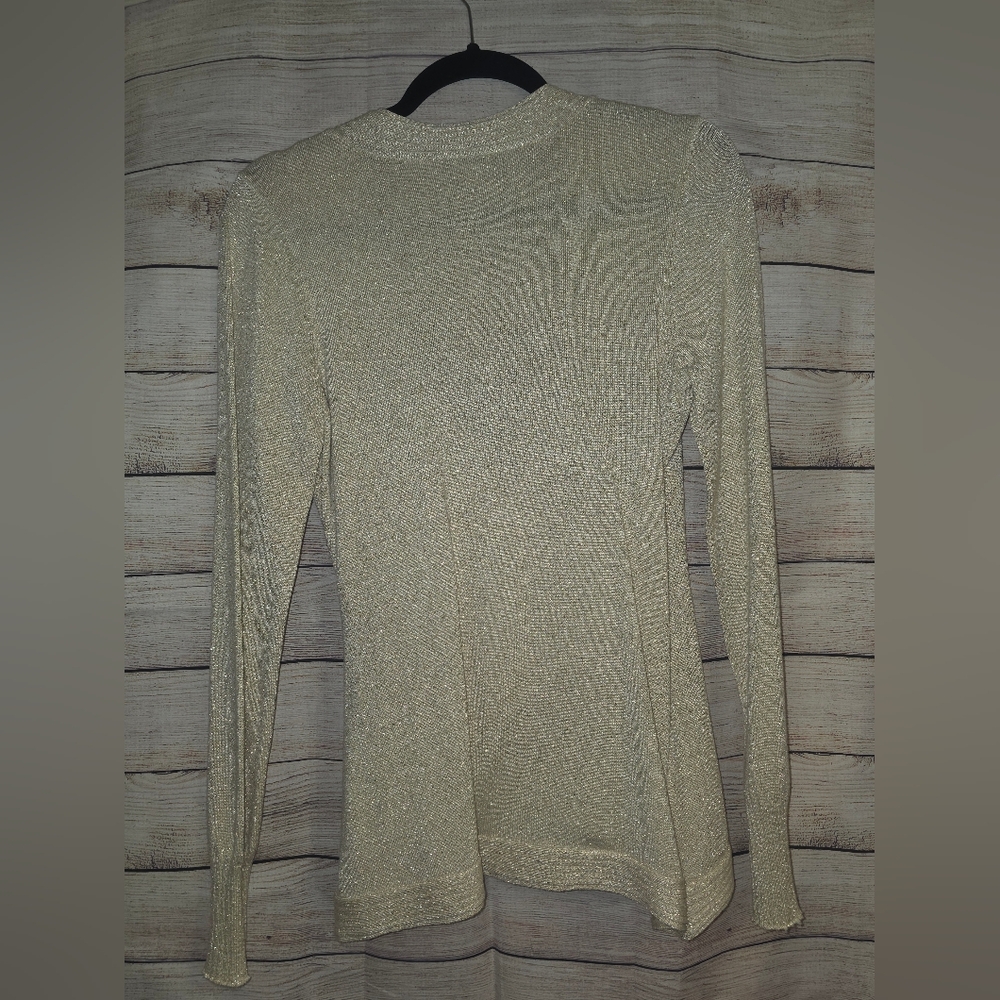 Gold Shimmer Wrap Sweater - Picture 4 of 6